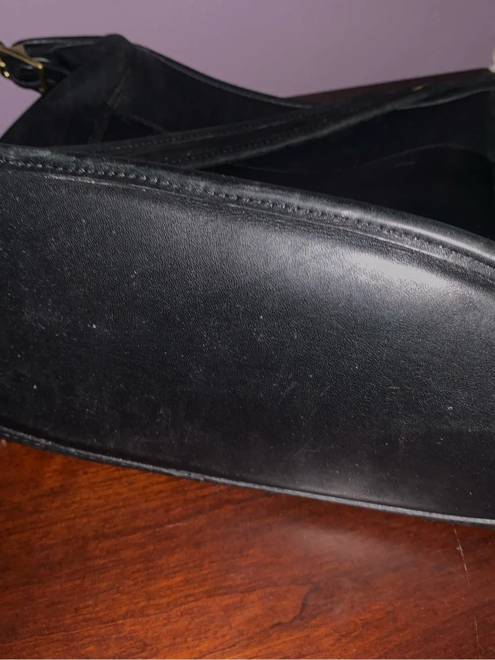 Vintage COACH Purse 9060 Black Leather Duffle Sac Shoulder Bag Hobo Bucket